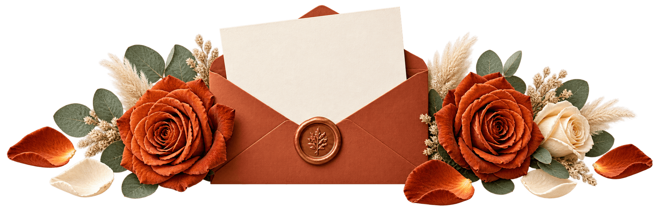 Invitation envelope with terracotta roses